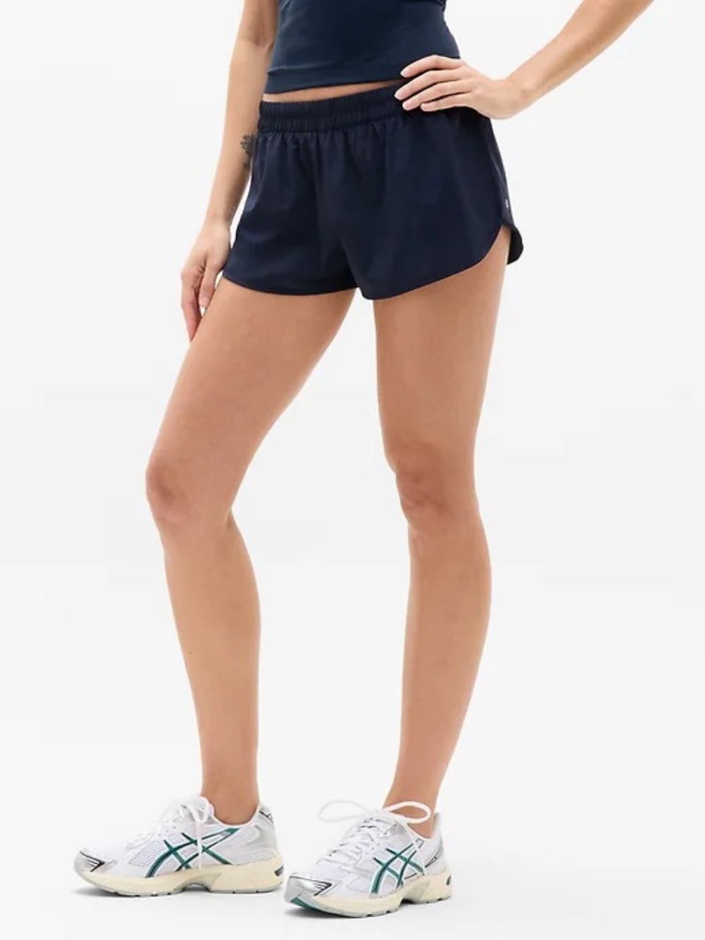NWT ATHLETA Speedwork Mid Rise 2 1/2" Run Short- Navy